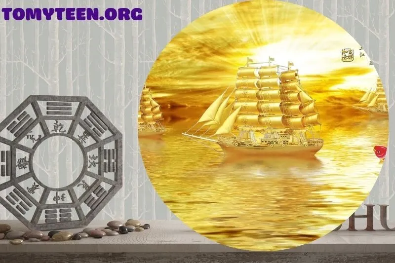 Tranh thuyền vàng phong thủy làm quà tặng